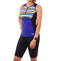 Swift Triathlon Top with Support Bra, Block Stripe