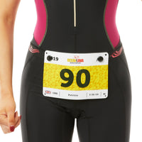 Triathlon Number Belt in Black/ Coral