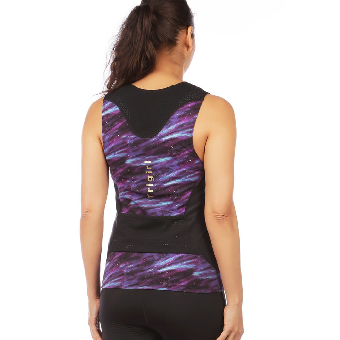 Sassy Triathlon Top with Support Bra, Purple Galaxy - S